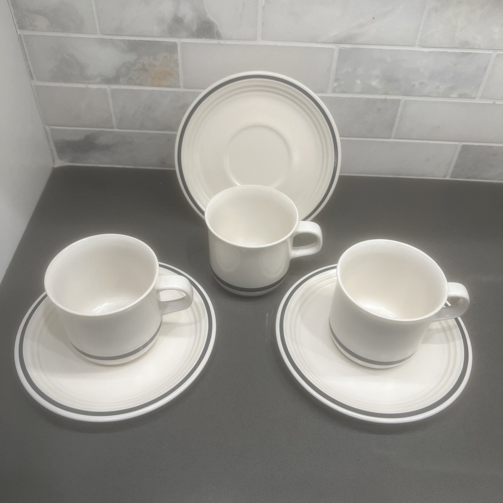 3-Cup/saucer Sets Town & Country Collection Stoneware "Blue Ridge"
